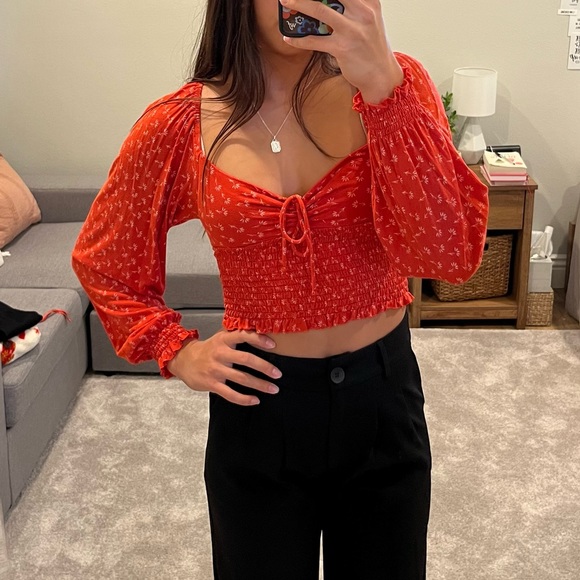 Red/Orange Urban Outfitters Long Sleeve Blouse